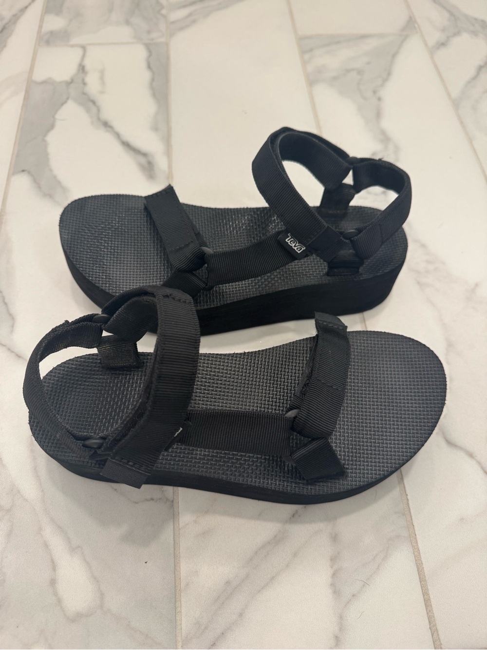 Teva Women's Black Platform Sporty Strap Sandals